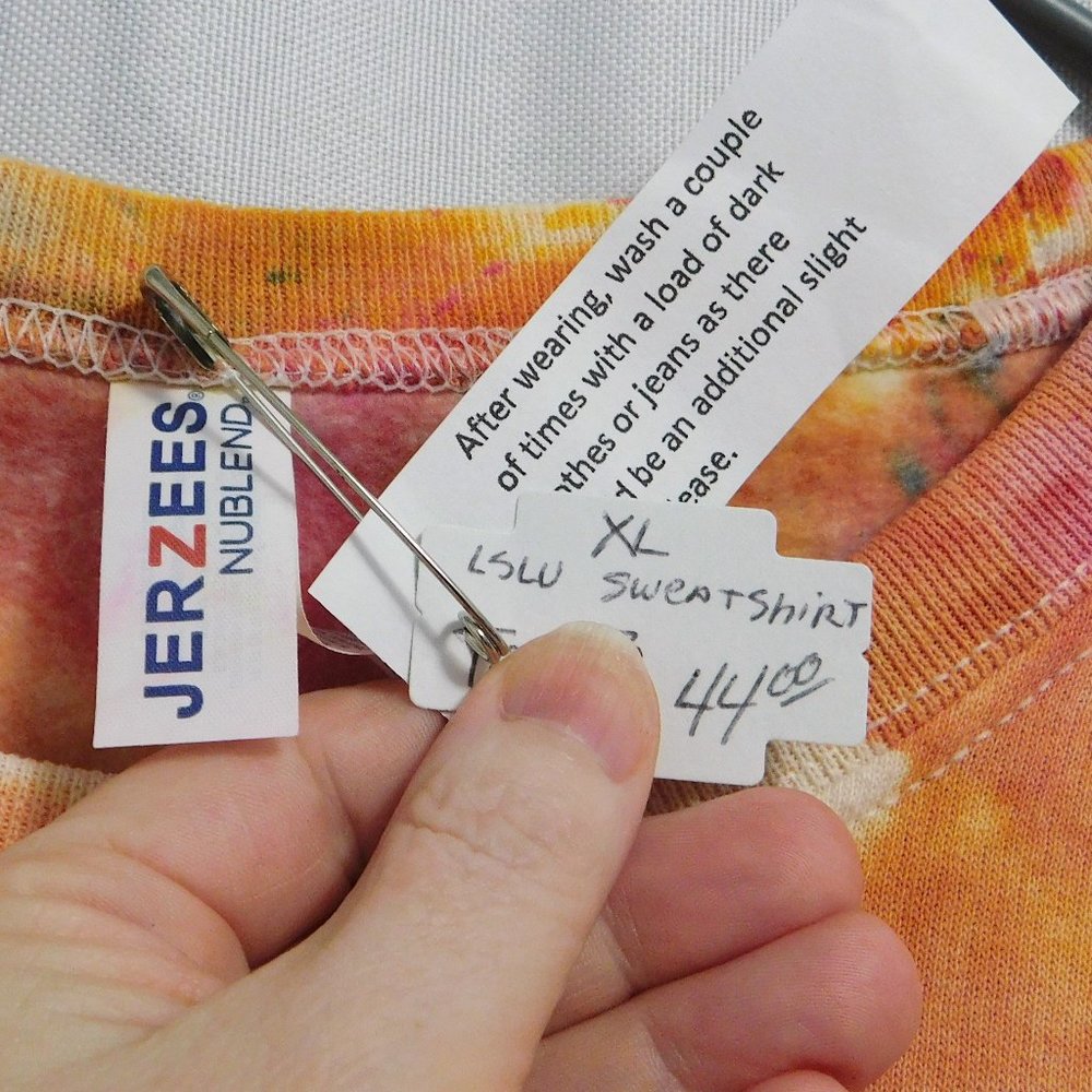 Orange & Pink Handmade Tie Dye Sweatshirt - 2XL New - Picture 3 of 3